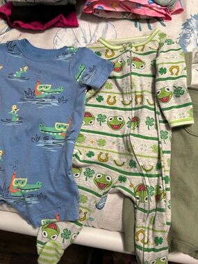 Four outfits one sleeper, one footless outfit cars little crocodile